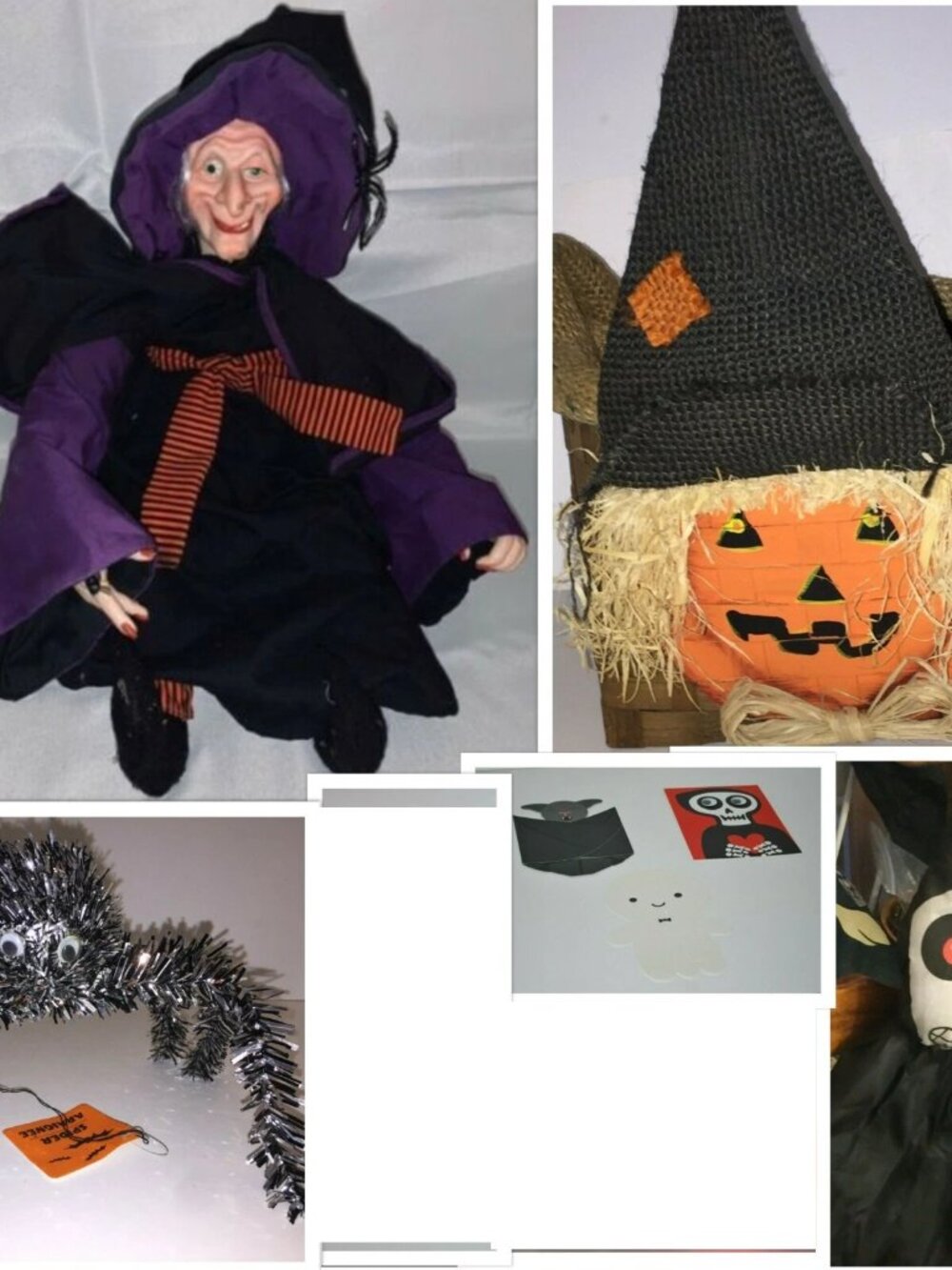 Lot of Halloween Decoratios Baskets &. Basket Spider Towel Witch